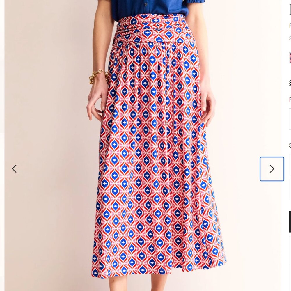 BODEN Rosaline Jersey Skirt Rubicondo, Diamond Wave, Size 4L